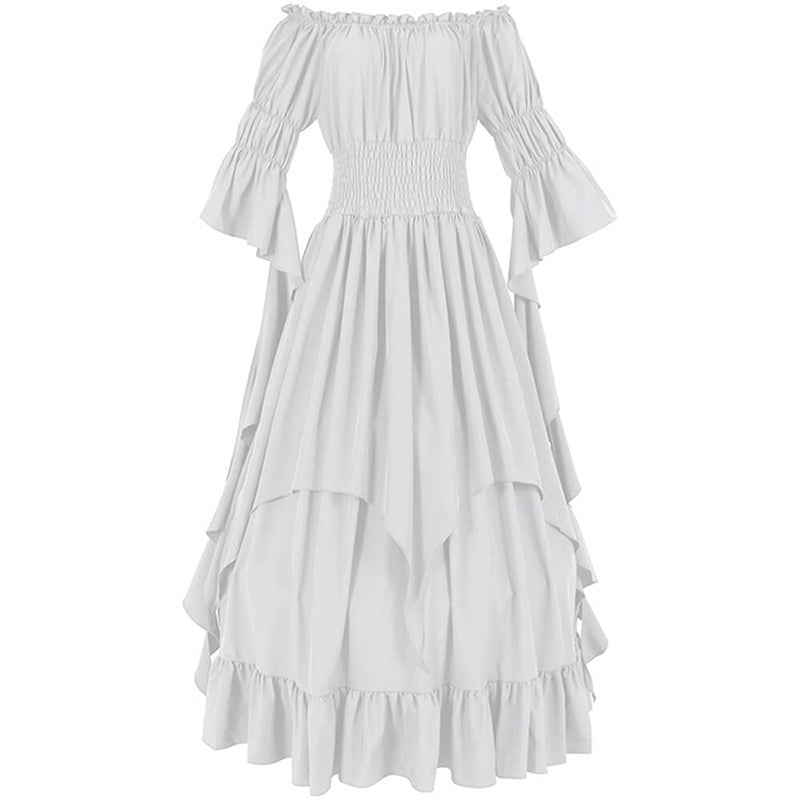 Gothic Medieval Renaissance Witch Dress, White / L/XL (Bust 23.6-50.4 inch) Gothic Medieval Renaissance Witch Dress, White / L/XL (Bust 23.6-50.4 inch)