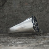 Gothic Memento Mori Letters Sterling Silver Skull Ring