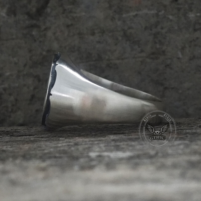 Gothic Memento Mori Letters Sterling Silver Skull Ring