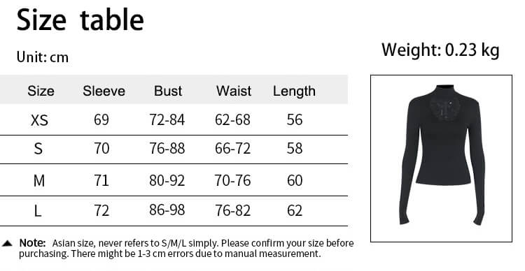 Gothic Mesh Hollow Cross Slim Long Sleeve Top