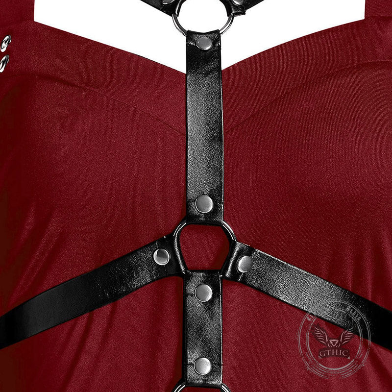 Gothic Mesh Splicing Bat Sleeve Straps Dress