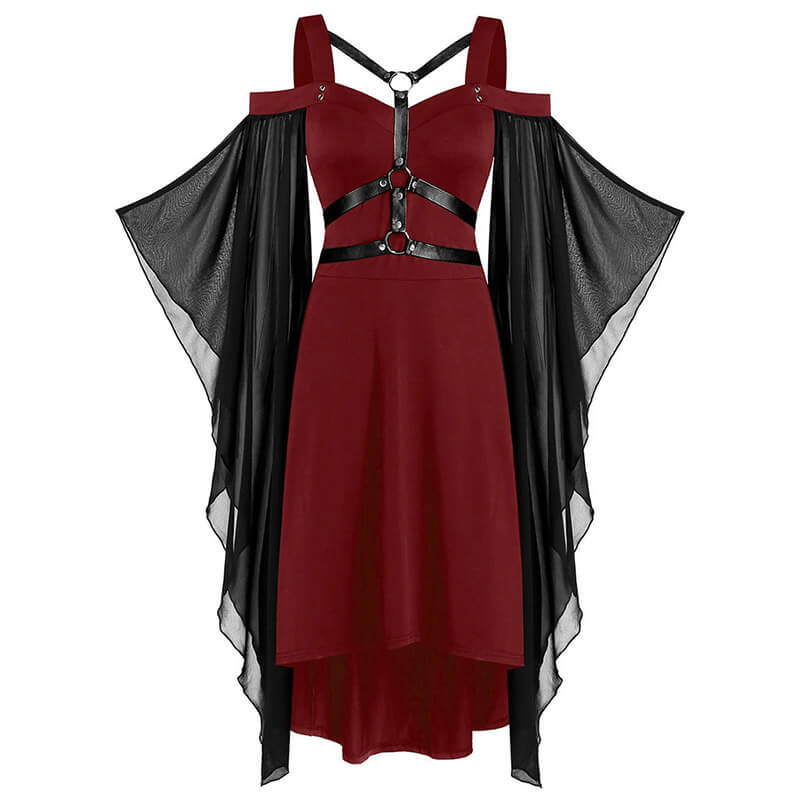 Gothic Mesh Splicing Bat Sleeve Straps Dress | Gthic.com