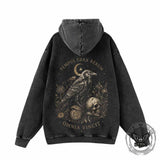 Gothic Moonlight Raven Skull Vintage Washed Hoodie