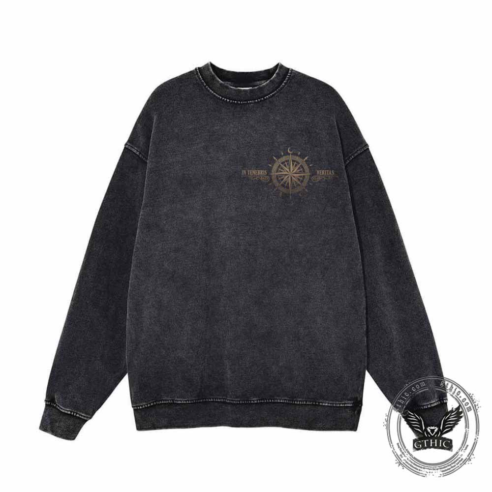 Gothic Moonlight Raven Skull Vintage Washed Sweatshirt