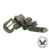 Gothic Multiple Skull Rhinestone PU Leather Belt