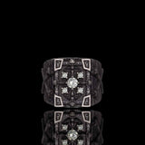 Gothic Multiple Skulls Cross Sterling Silver Zircon Ring