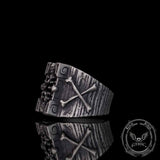 Gothic Multiple Skulls Cross Sterling Silver Zircon Ring