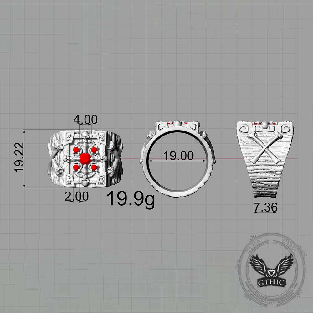 Gothic Multiple Skulls Cross Sterling Silver Zircon Ring