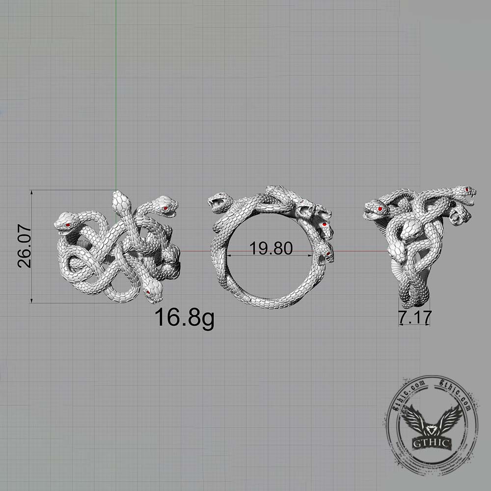 Gothic Multiple Snakes Entwined Sterling Silver Ring | Gthic.com