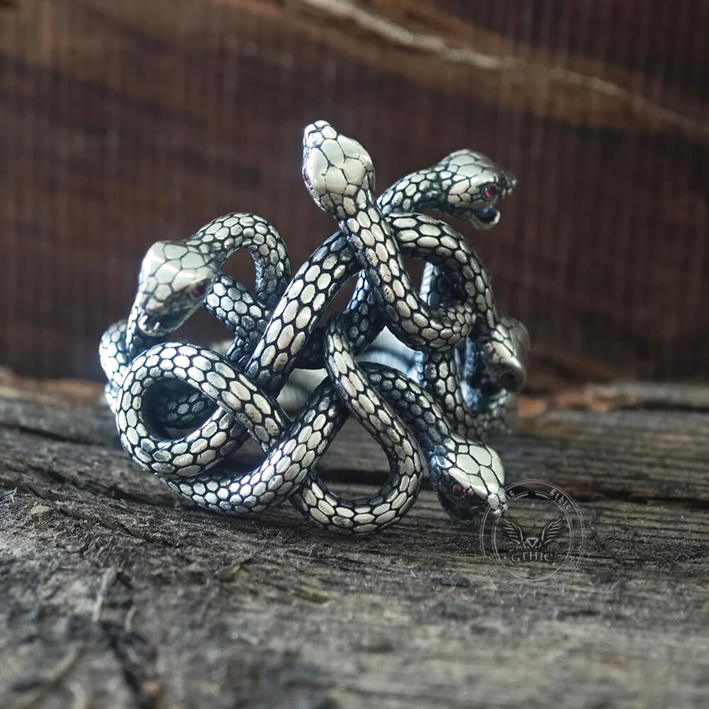 Gothic Multiple Snakes Entwined Sterling Silver Ring | Gthic.com