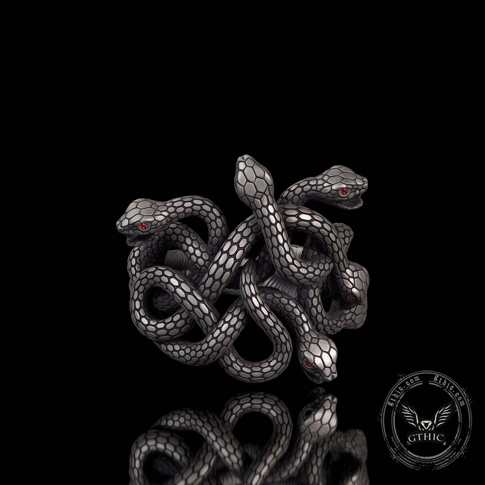 Gothic Multiple Snakes Entwined Sterling Silver Ring | Gthic.com