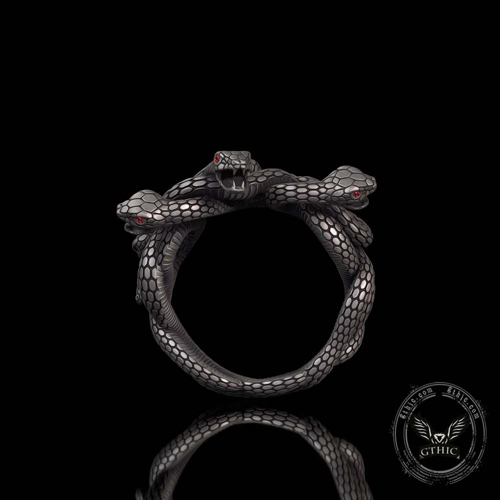 Gothic Multiple Snakes Entwined Sterling Silver Ring