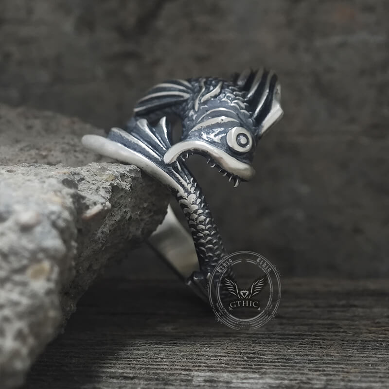 Gothic Mutant Fish Sterling Silver Animal Ring