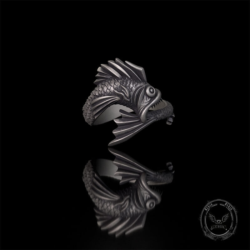 Gothic Mutant Fish Sterling Silver Animal Ring | Gthic.com