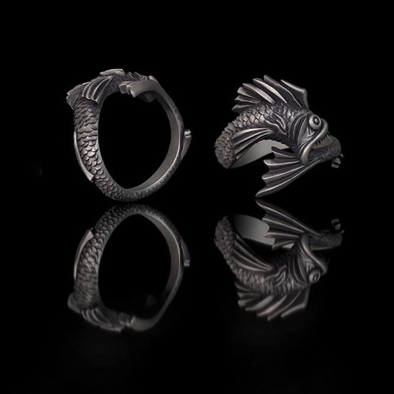 Gothic Mutant Fish Sterling Silver Animal Ring | Gthic.com