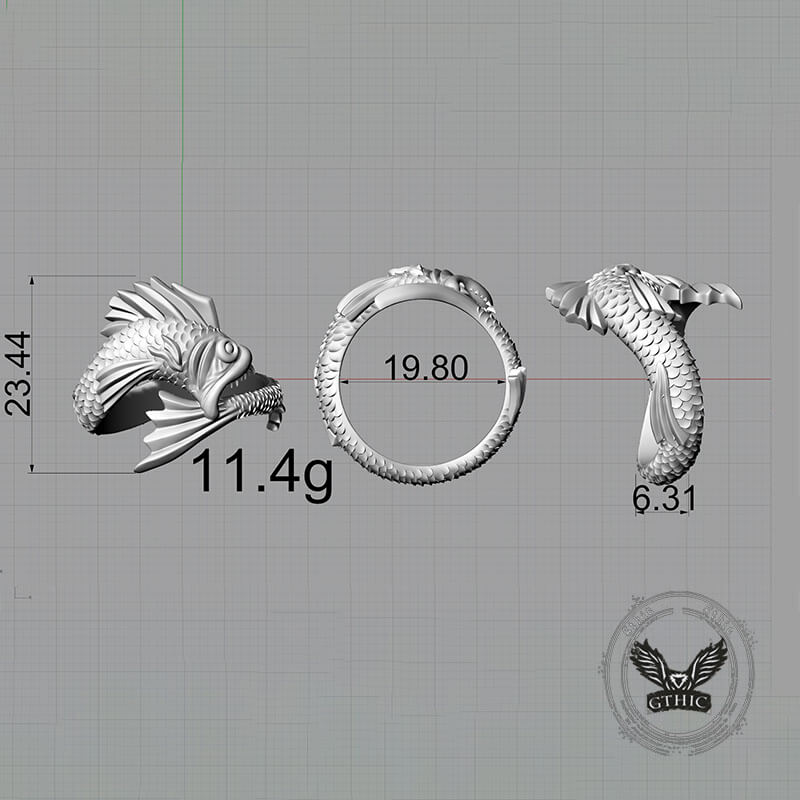 Gothic Mutant Fish Sterling Silver Animal Ring | Gthic.com
