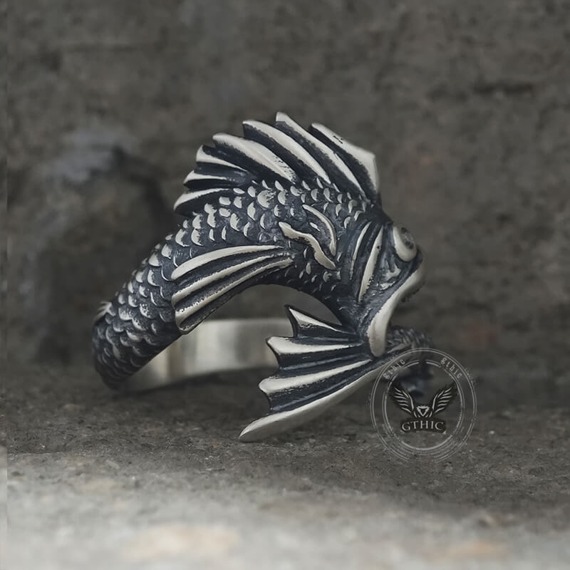 Gothic Mutant Fish Sterling Silver Animal Ring | Gthic.com