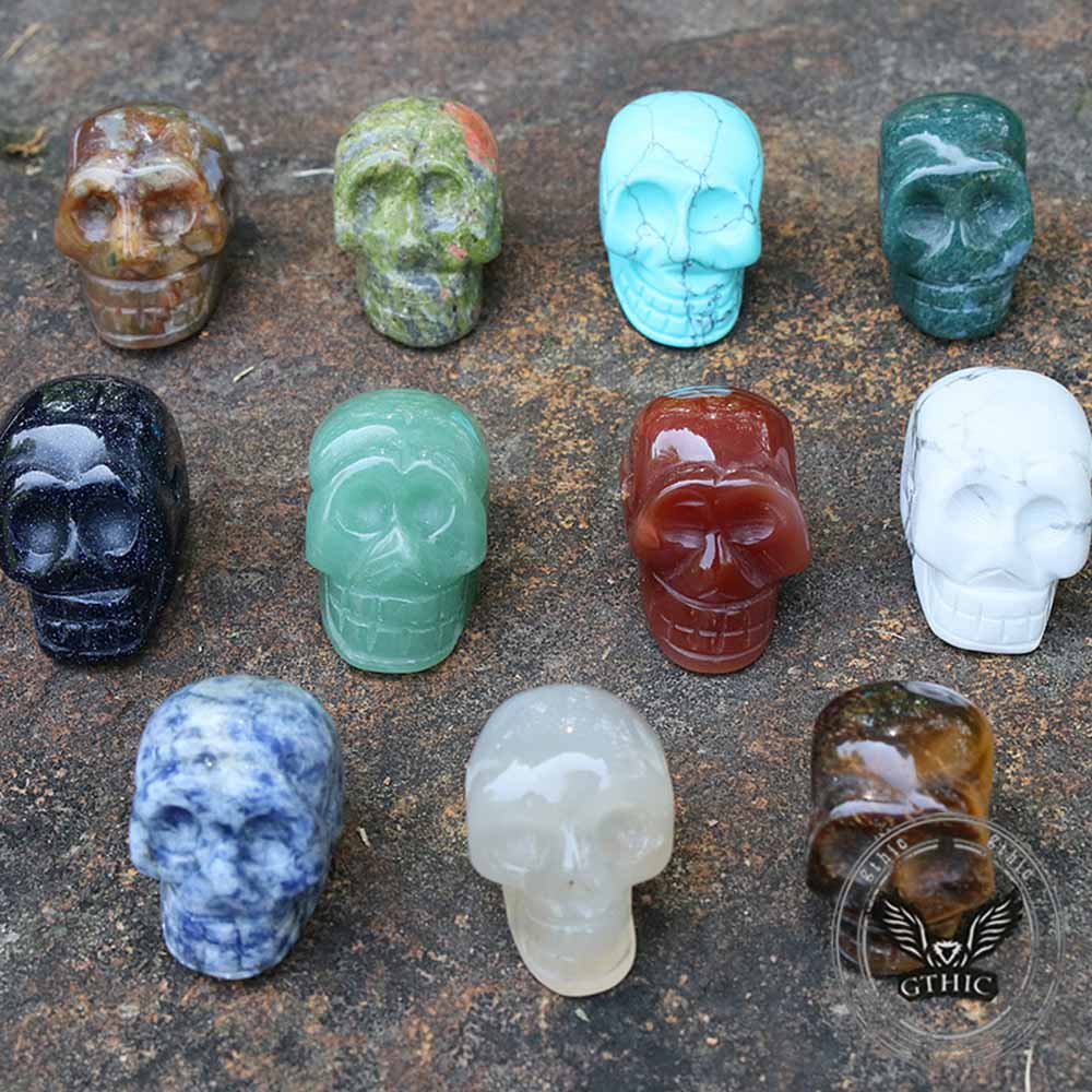 Gothic Natural Crystal Stone Skull Beaded Figurine | Gthic.com