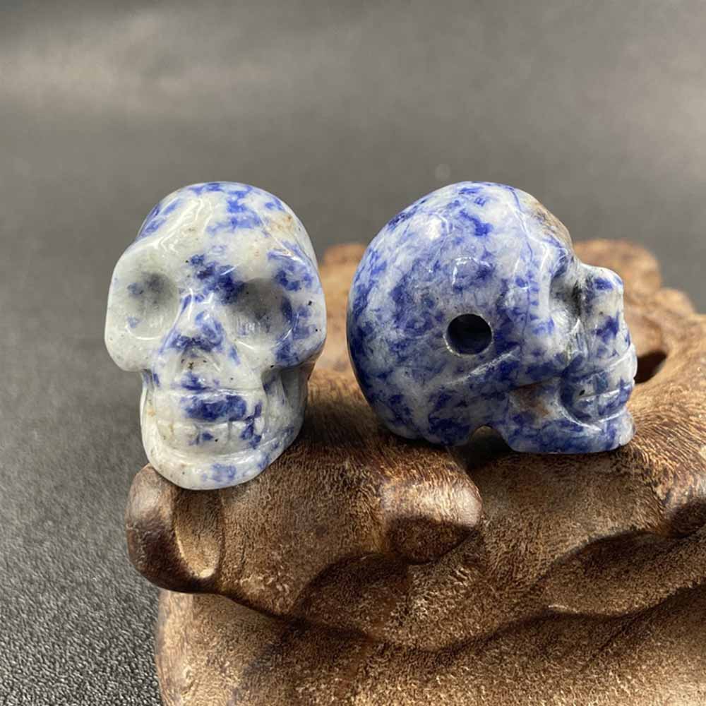 Gothic Natural Crystal Stone Skull Beaded Figurine
