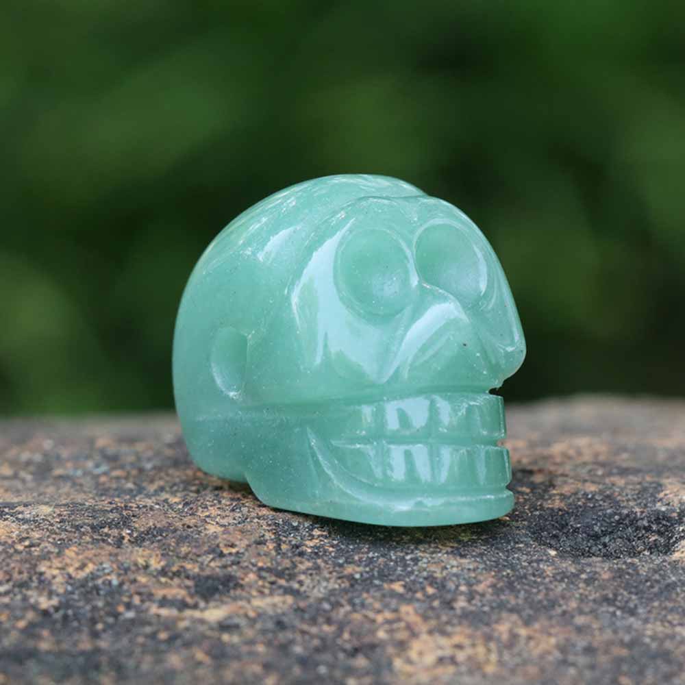 Gothic Natural Crystal Stone Skull Beaded Figurine