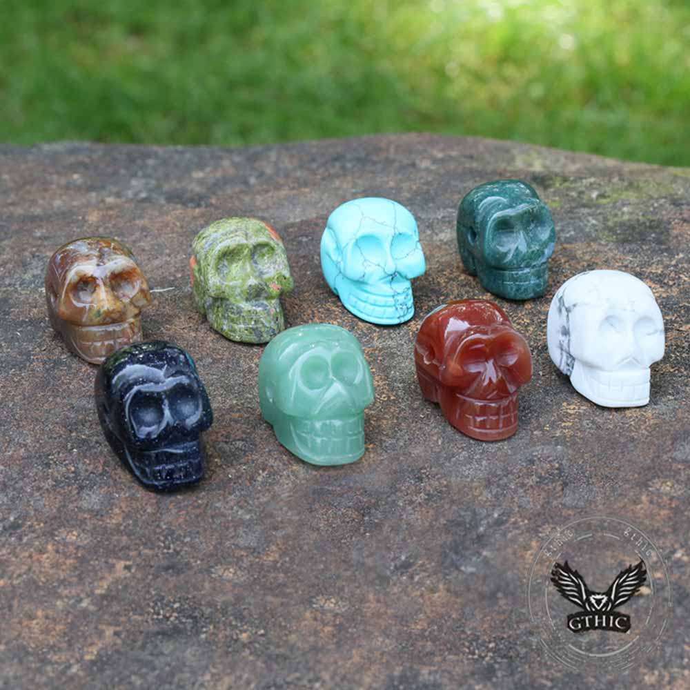 Gothic Natural Crystal Stone Skull Beaded Figurine | Gthic.com