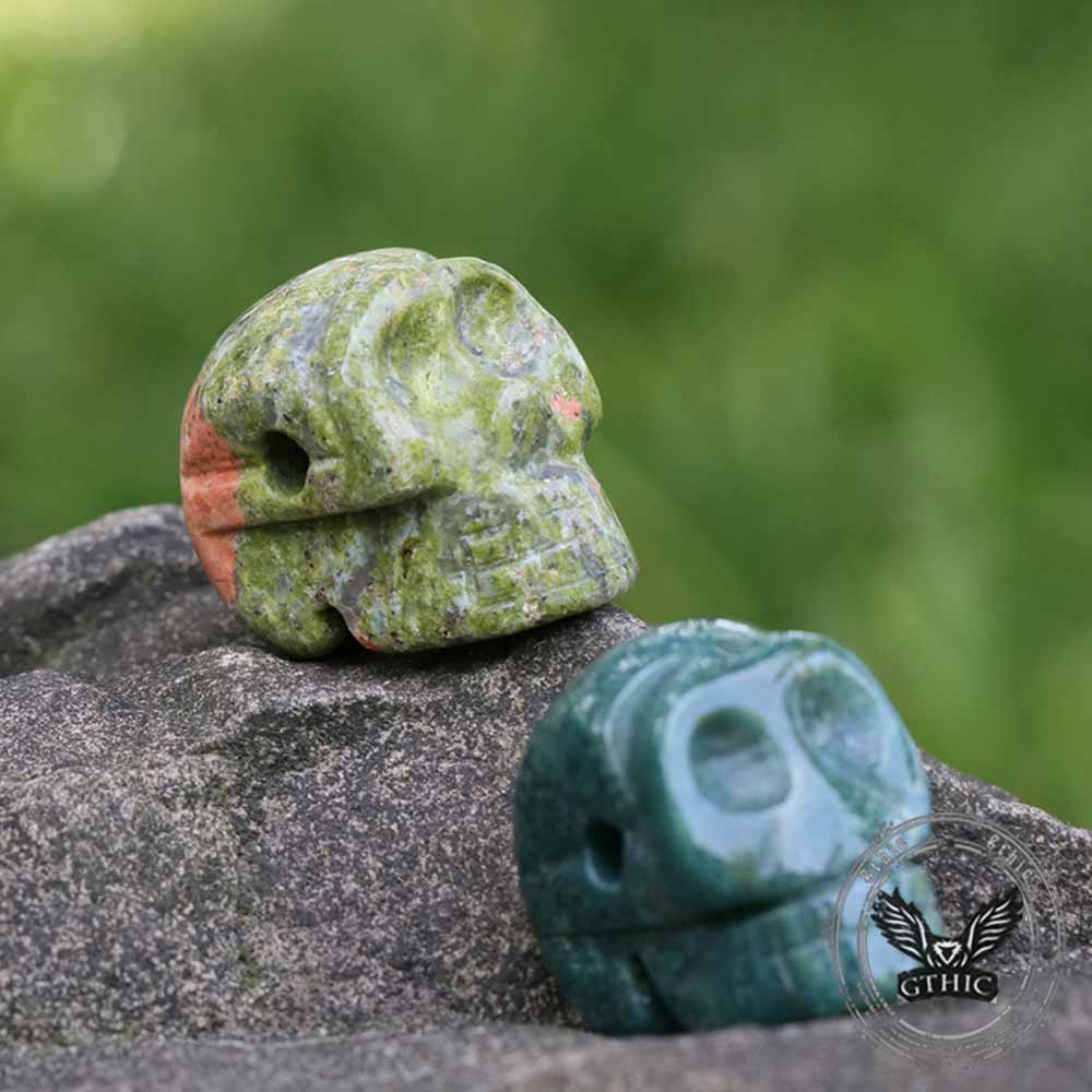 Gothic Natural Crystal Stone Skull Beaded Figurine | Gthic.com