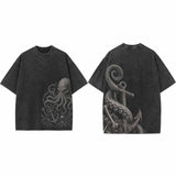Gothic Octopus Anchor Vintage Washed T-shirt | Gthic.com