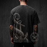 Gothic Octopus Anchor Vintage Washed T-shirt | Gthic.com