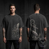 Gothic Octopus Anchor Vintage Washed T-shirt