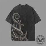 Gothic Octopus Anchor Vintage Washed T-shirt