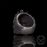 Gothic Octopus Gem Crown Skull Sterling Silver Ring
