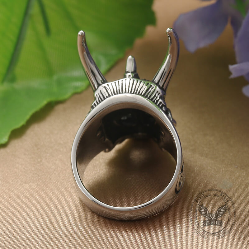 Gothic Oni Mask Stainless Steel Skull Ring