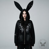 Gothic Paperclip Rabbit Ears Loose Hoodie Coat | Gthic.com