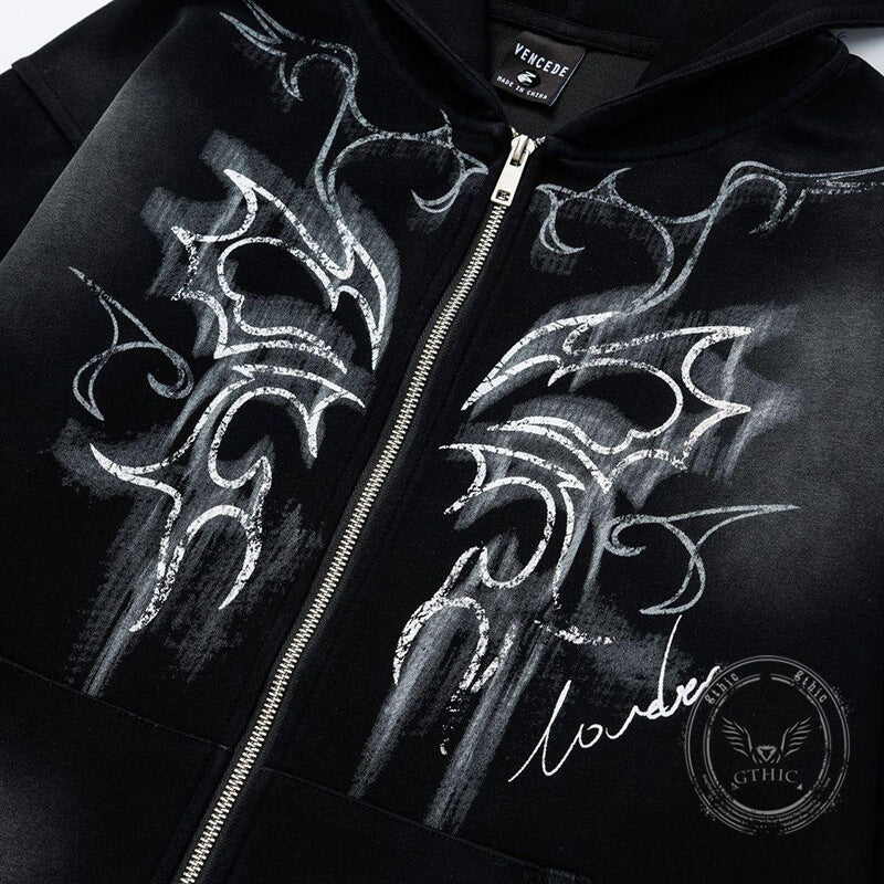 Gothic Paperclip Rabbit Ears Loose Hoodie Coat