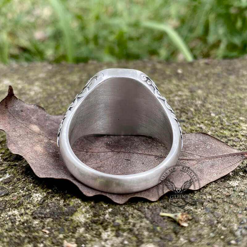 Gothic Pattern Nameplate Sterling Silver Ring