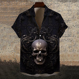 Gothic Pattern Skull Print Short Sleeve Shirt | Gthic.com