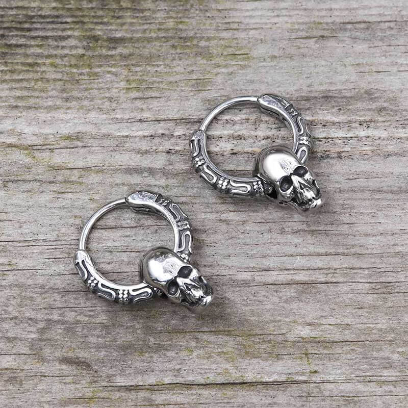 Gothic Pattern Skull Stainless Steel Earrings | Gthic.com