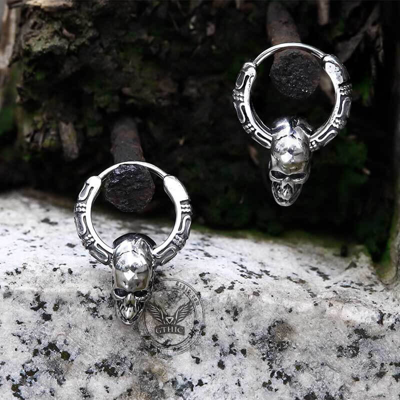 Gothic Pattern Skull Stainless Steel Earrings