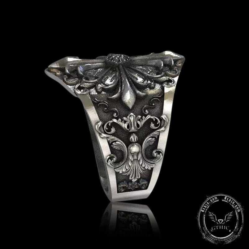 Gothic Pattern Sterling Silver Open Ring | Gthic.com