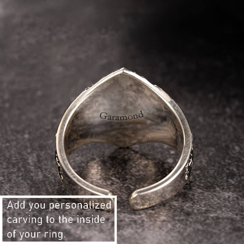 Gothic Pattern Sterling Silver Open Ring