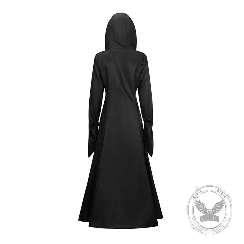 Gothic Print Palace Style Hooded Halloween Dress Costume