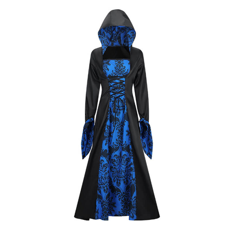 Gothic Print Palace Style Hooded Halloween Maxi Dress | Gthic.com