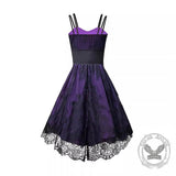 Gothic Purple Lace Patchwork Lace Up Dress | Gthic.com