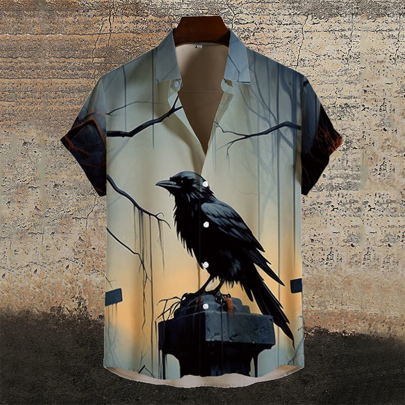 Gothic Raven Cross Short Sleeve Shirt | Gthic.com