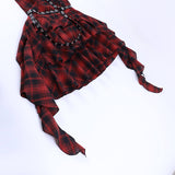 Gothic Red And Black Plaid One-Shoulder Dress