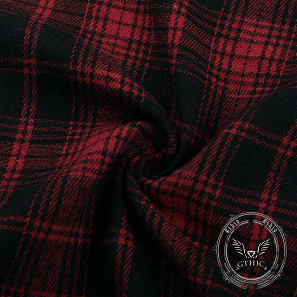 Gothic Red Checkered Irregular Adjustable Skirt