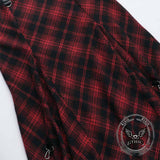 Gothic Red Checkered Irregular Adjustable Skirt