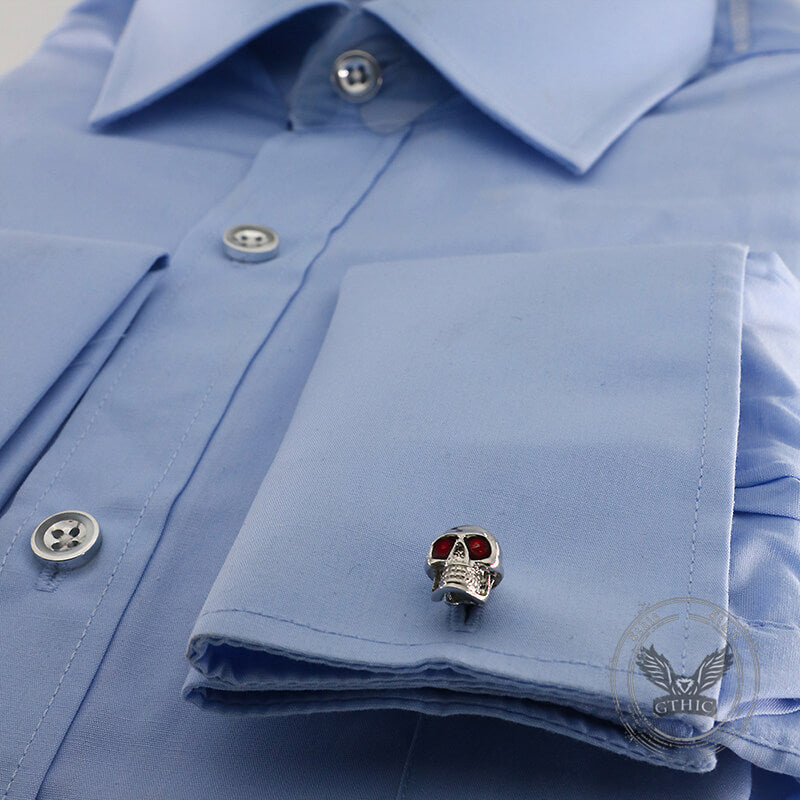 Gothic Red Gem Eye Skull Copper Cufflinks | Gthic.com