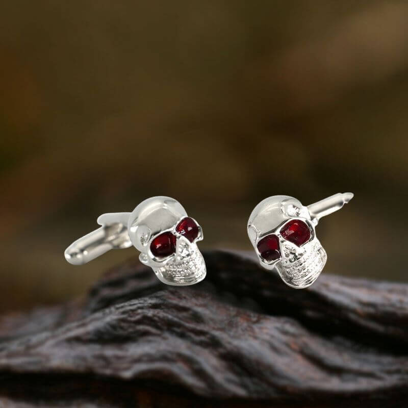 Gothic Red Gem Eye Skull Copper Cufflinks | Gthic.com