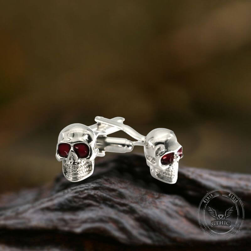 Gothic Red Gem Eye Skull Copper Cufflinks | Gthic.com